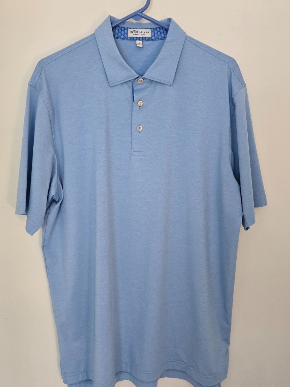 Peter Millar Summer Comfort Polo Men L Blue David Bowie Ziggy Stardust Rare